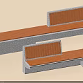 Modern Public Bench With Wooden Seat And Stone Frame For Outdoor Use