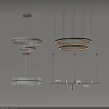 Modern Chandeliers With Circular And Linear Hanging Designs For Interior Decor 3d model