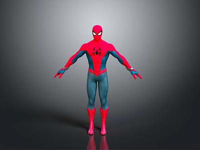 Spider Man Character In Red And Blue Costume With Chest Spider Logo And Outstretched Arms 3d model