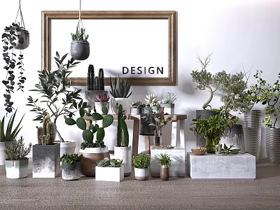 Nordic Potted Green Plant Combination 3d model