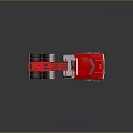 Red Semi Truck Model With White Stripes Chrome Details And Multiple Wheels