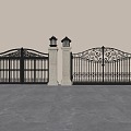 Wrought Iron Courtyard Door Column Head Lamp 3d model