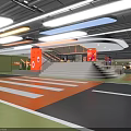 Stylish Modern Underground Commercial Parking Lot Interior With Elegant Staircase And Clear Pedestrian Layout