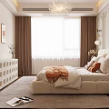 Modern Elegant Bedroom Interior Design With Upholstered Headboard Crystal Chandelier And Decorative Wall Panels