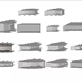 Various Architectural Bridge Designs Featuring Different Structural Styles In Line Drawings