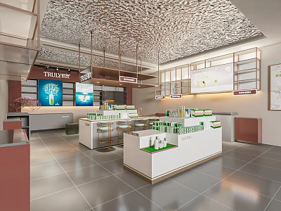 TRUENOR Beauty Specialty Store With Open Space Display Counters And Product Display Shelves 3d model