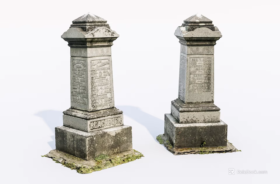 Classic Stone Wood Pillars With Detailed Carvings And Stable Base Structure 3d model 