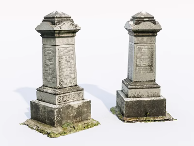 Classic Stone Wood Pillars With Detailed Carvings And Stable Base Structure 3d model