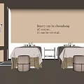 Modern SPA Room With Massage Beds White Sheets Brown Stools And Skincare Shelves