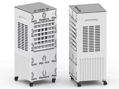Industrial Vertical Equipment Units With Wheels Ventilation Panels And Branding Labels 3d model