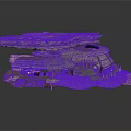 Futuristic Building Model with Multi Layered Rock Structures Round Architecture Lower Platform and Detailed Components
