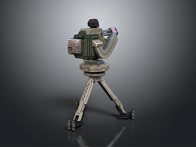 Browning Machine Gun Browning Gatling White Machine Gun Machine Gun Bullet Military 3d model
