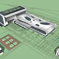 Modern Architectural Building Plan With Streamlined Structure Green Areas And Surrounding Layout 3d model