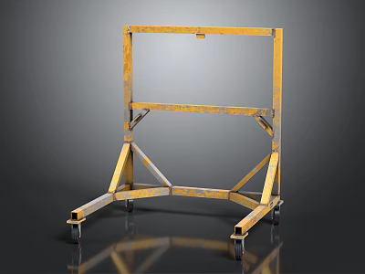 Sturdy Yellow Mobile Industrial Equipment With Metal Frame And Rolling Wheels 3d model