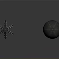Dark Geometric Polyhedron And Sphere With Metallic Texture On Gray Background