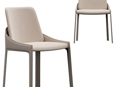 Modern Light Beige Comfortable Fabric Single Chair With Simple Design And Slim Legs 3d model