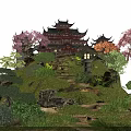 Exquisite Chinese Garden Landscape With Traditional Pavilion Stone Paths Lush Plants And Colorful Blossoming Trees