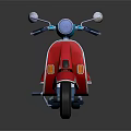Red Vintage Scooter With Blue Details Black Seat And White Wheels
