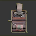 Antique American Register Cash Register Featuring Wooden Body Colorful Keys And Paper Roll