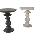 Black and White Side Tables With Round Top And Pedestal Base Design 3d model