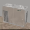 White Air Conditioner Fan Unit With Double Fan Design Placed Against Wall On Wooden Floor