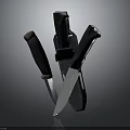 Three Tactical Knives As Weapons Featuring Black Handles And Sheath Design