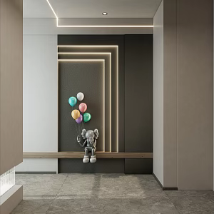 Modern Entrance Italian Simple Cream Scarpa Stacked Entrance 3d model