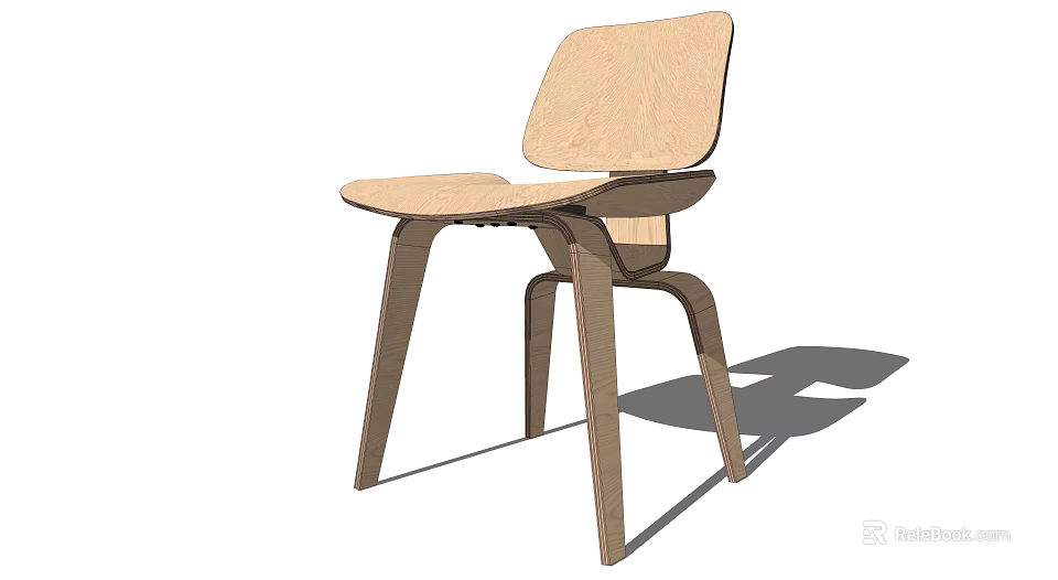 Modern Wooden Leisure Chair With Minimalist Design Sturdy Legs And Wooden Backrest 3d model 