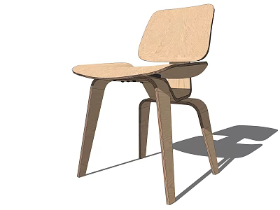Modern Wooden Leisure Chair With Minimalist Design Sturdy Legs And Wooden Backrest 3d model