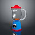 Colorful Blender With Red Lid Blue Base And Transparent Jar With Measurement Markings