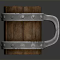 Wooden Mug With Metal Bands Rivets And Sturdy Handle For Daily Use