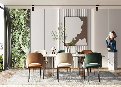 Modern dining table and chair combination 3d model
