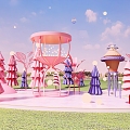 US Chen flash clock point photo point dp point amusement park cartoon tree hourglass 3d model