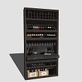 Modern Wine Cabinet Featuring Organized Wine Bottles Hanging Glasses and Decorative Plants