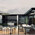 Rooftop Garden With Ocean View Outdoor Dining Area And Lounge Furniture