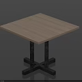 Modern Square Dining Table With Wooden Top And Black Metal Legs
