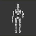 Silver Mechanical Robot Character With Top Hat Green Eyes Red Chest And Metallic Body