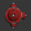 Architectural Building Exterior With Red Metal Fire Hydrant And Smooth Surface
