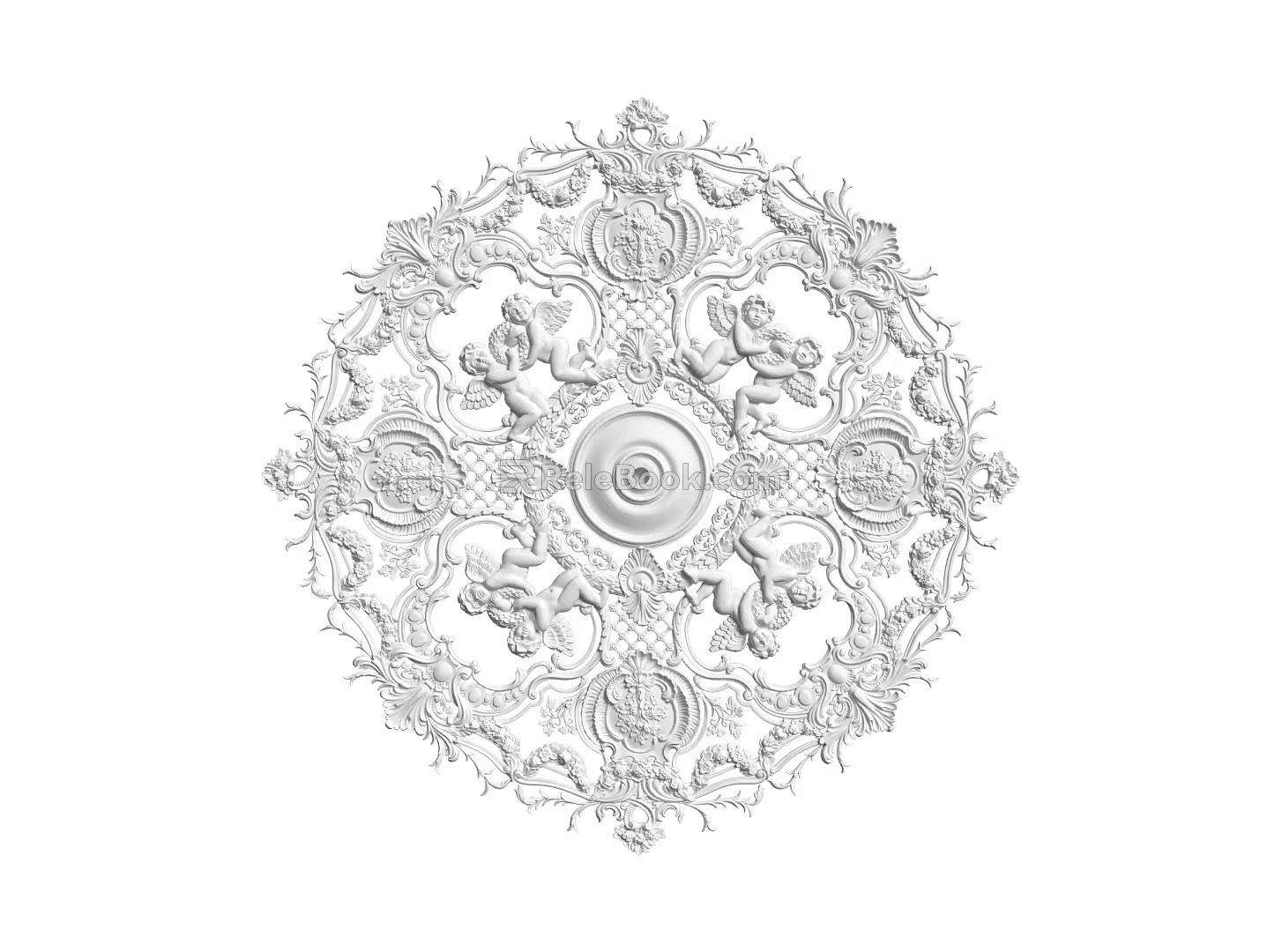 European-style lamp panel gypsum component carved 3d model