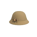 Beige Fashionable Hat With Round Crown Wide Brim And Flower Decoration Design