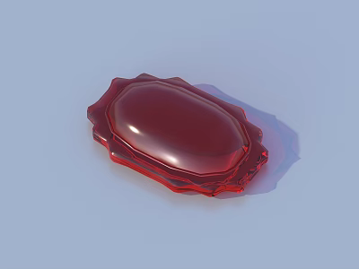Elegant Red Oval Jewel with Ornate Decorative Edges on Light Blue Background 3d model