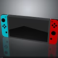 Portable Gaming Console With Red Blue Controllers And Black Screen Design