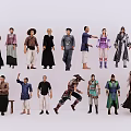 Multiple People In Traditional Costumes With Various Poses And Diverse Styles