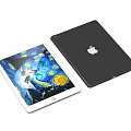 Apple Tablets with White Front Van Gogh Starry Night Display and Black Back Logo 3d model