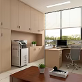 Modern Public Office Space With Open Workstations Blinds Windows Green Plants And Comfortable Sofa 3d model