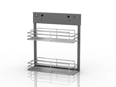 Stainless Steel Kitchen Rack With Double Layer Shelves For Utensil Storage 3d model