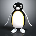 Cartoon Penguin Character 3D Model With Black Head White Belly Yellow Accent Standing Pose