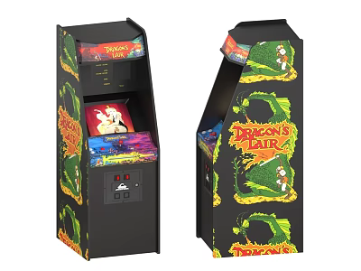 Classic Dragon's Lair Vintage Arcade Game Machines With Colorful Retro Artwork 3d model