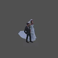 Bride and Groom Standing Together in White Wedding Dress and Formal Suit