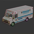 Police Car With POLICE Logo TIPPS Design Emergency Lights And Silver Blue Exterior